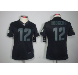 nike women nfl jerseys green bay packers #12 rodgers black[nike impact limited]