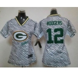 nike women nfl jerseys green bay packers #12 rodgers [fem fan zebra]