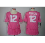 nike women nfl jerseys green bay packers #12 rodgers pink[breast cancer awareness]