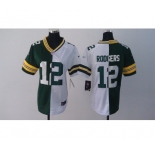 nike women nfl jerseys green bay packers #12 rodgers white-green[nike split]