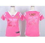 nike women nfl jerseys green bay packers #27 eddie lacy pink[fashion Rhinestone sequins]