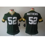 nike women nfl jerseys green bay packers #52 matthews green[nike limited]