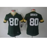 nike women nfl jerseys green bay packers #80 driver green[nike limited]