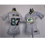 nike women nfl jerseys green bay packers #87 nelson [fem fan zebra]