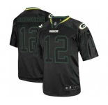 Youth Green Bay Packers #12 Aaron Rodgers Elite Lights Out Black Football Jersey