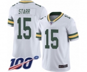 Youth Green Bay Packers #15 Bart Starr White Vapor Untouchable Limited Player 100th Season Football Jersey