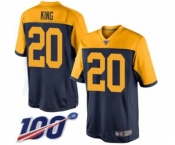 Youth Green Bay Packers #20 Kevin King Limited Navy Blue Alternate 100th Season Football Jersey