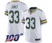 Youth Green Bay Packers #33 Aaron Jones White Vapor Untouchable Limited Player 100th Season Football Jersey
