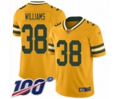Youth Green Bay Packers #38 Tramon Williams Limited Gold Inverted Legend 100th Season Football Jersey