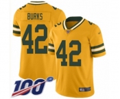 Youth Green Bay Packers #42 Oren Burks Limited Gold Inverted Legend 100th Season Football Jersey