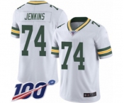 Youth Green Bay Packers #74 Elgton Jenkins White Vapor Untouchable Limited Player 100th Season Football Jersey