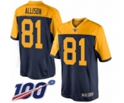Youth Green Bay Packers #81 Geronimo Allison Limited Navy Blue Alternate 100th Season Football Jersey