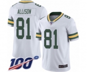 Youth Green Bay Packers #81 Geronimo Allison White Vapor Untouchable Limited Player 100th Season Football Jersey