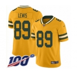 Youth Green Bay Packers #89 Marcedes Lewis Limited Gold Inverted Legend 100th Season Football Jersey