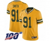 Youth Green Bay Packers #91 Preston Smith Limited Gold Rush Vapor Untouchable 100th Season Football Jersey