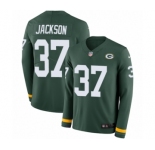 Youth Nike Green Bay Packers #37 Josh Jackson Limited Green Therma Long Sleeve NFL Jersey