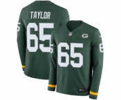 Youth Nike Green Bay Packers #65 Lane Taylor Limited Green Therma Long Sleeve NFL Jersey