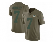 Youth Nike Green Bay Packers #7 Brett Hundley Limited Olive 2017 Salute to Service NFL Jersey