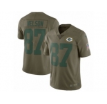 Youth Nike Green Bay Packers #87 Jordy Nelson Limited Olive 2017 Salute to Service NFL Jersey