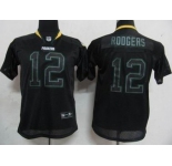 nike youth nfl jerseys green bay packers #12 rodgers black[lights out]