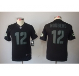 nike youth nfl jerseys green bay packers #12 rodgers black[nike impact limited]