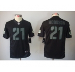 nike youth nfl jerseys green bay packers #21 woodson black[nike impact limited]