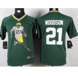 nike youth nfl jerseys green bay packers #21 woodson green[portrait fashion]