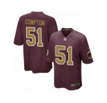 Men's Nike Washington Redskins #51 Will Compton Game Burgundy Red Gold Number Alternate 80TH Anniversary NFL Jersey