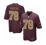 Men's Washington Redskins #78 Wes Martin Game Burgundy Red Gold Number Alternate 80TH Anniversary Football Jersey
