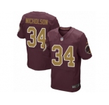 Men's Nike Washington Redskins #34 Montae Nicholson Elite Burgundy Red Gold Number Alternate 80TH Anniversary NFL Jersey