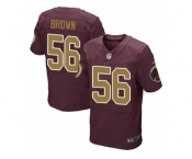 Men's Nike Washington Redskins #56 Zach Brown Elite Burgundy Red Gold Number Alternate 80TH Anniversary NFL Jersey