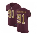 Men's Washington Redskins #91 Ryan Kerrigan Elite Burgundy Red Gold Number Alternate 80TH Anniversary Football Jersey