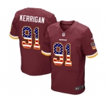 Men's Washington Redskins #91 Ryan Kerrigan Elite Burgundy Red Home USA Flag Fashion Football Jersey