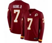 Men Washington Redskins #7 Dwayne Haskins Limited Burgundy Therma Long Sleeve Football Jersey