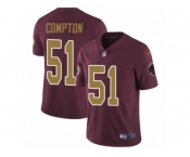 Men's Nike Washington Redskins #51 Will Compton Vapor Untouchable Limited Burgundy Red Gold Number Alternate 80TH Anniversary NFL Jersey