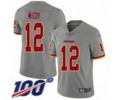 Men's Washington Redskins #12 Colt McCoy Limited Gray Inverted Legend 100th Season Football Jersey