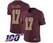 Men's Washington Redskins #17 Terry McLaurin Burgundy Red Gold Number Alternate 80TH Anniversary Vapor Untouchable Limited Player 100th Season Football Jer