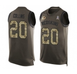 Men's Washington Redskins #20 Landon Collins Limited Green Salute to Service Tank Top Football Jersey