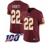 Men's Washington Redskins #22 Deshazor Everett Burgundy Red Team Color Vapor Untouchable Limited Player 100th Season Football Jersey
