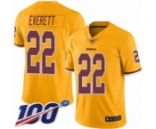 Men's Washington Redskins #22 Deshazor Everett Limited Gold Rush Vapor Untouchable 100th Season Football Jersey