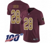 Men's Washington Redskins #28 Darrell Green Burgundy Red Gold Number Alternate 80TH Anniversary Vapor Untouchable Limited Player 100th Season Football Jers