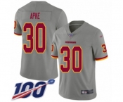 Men's Washington Redskins #30 Troy Apke Limited Gray Inverted Legend 100th Season Football Jersey
