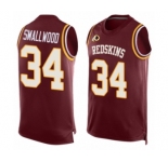 Men's Washington Redskins #34 Wendell Smallwood Limited Red Player Name & Number Tank Top Football Jersey