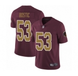 Men's Washington Redskins #53 Jon Bostic Burgundy Red Gold Number Alternate 80TH Anniversary Vapor Untouchable Limited Player Football Jersey