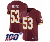Men's Washington Redskins #53 Jon Bostic Burgundy Red Team Color Vapor Untouchable Limited Player 100th Season Football Jersey