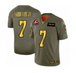 Men's Washington Redskins #7 Dwayne Haskins Olive Gold 2019 Salute to Service Limited Player Football Jersey