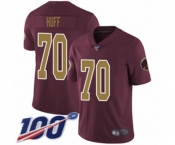Men's Washington Redskins #70 Sam Huff Burgundy Red Gold Number Alternate 80TH Anniversary Vapor Untouchable Limited Player 100th Season Football Jersey