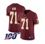 Men's Washington Redskins #71 Charles Mann Burgundy Red Team Color Vapor Untouchable Limited Player 100th Season Football Jersey