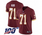Men's Washington Redskins #71 Charles Mann Burgundy Red Team Color Vapor Untouchable Limited Player 100th Season Football Jersey
