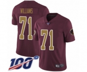 Men's Washington Redskins #71 Trent Williams Burgundy Red Gold Number Alternate 80TH Anniversary Vapor Untouchable Limited Player 100th Season Football Jer